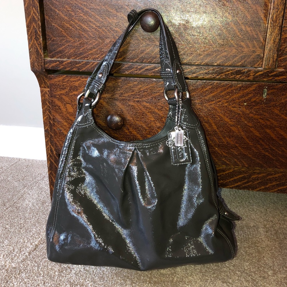 Coach Maggie Grey Patent Leather Purse